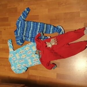 3 Carter's 18 month polar bears winter reindeer holiday Christmas fleece Pajamas